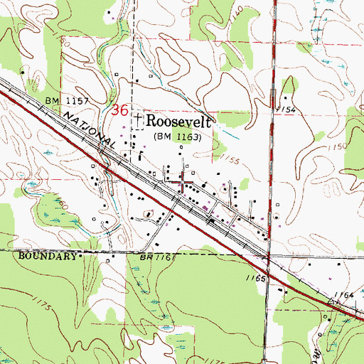 Topographic Map of Roosevelt, MN