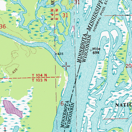 Topographic Map of Root River, MN