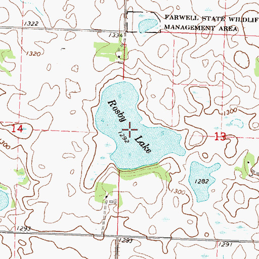Topographic Map of Rosby Lake, MN
