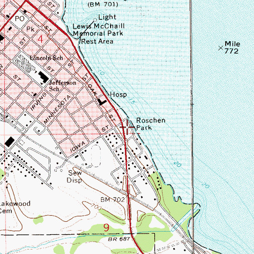 Topographic Map of Roschen Park, MN