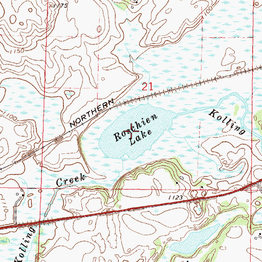 Topographic Map of Roschien Lake, MN
