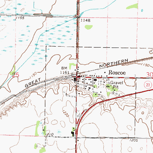 Topographic Map of Roscoe, MN