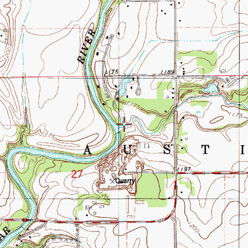 Topographic Map of Rose Creek, MN