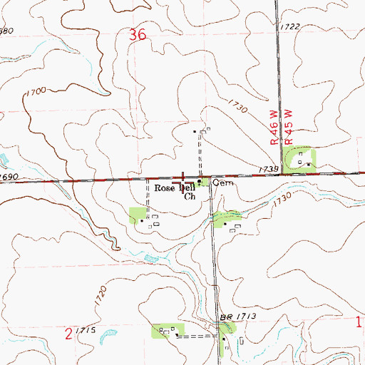 Topographic Map of Rose Dell Church, MN