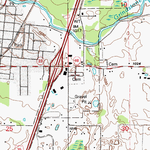 Topographic Map of Rose Hill Cemetery, MN