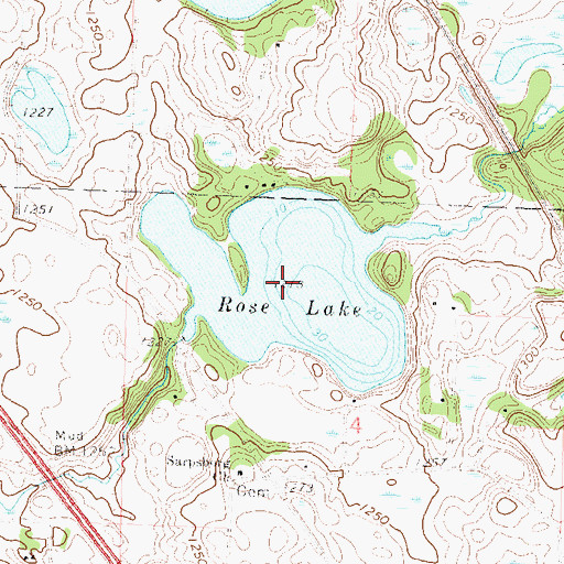 Topographic Map of Rose Lake, MN