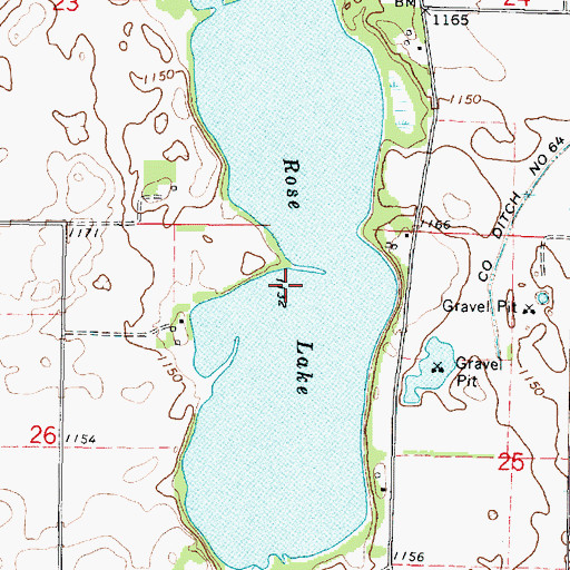 Topographic Map of Rose Lake, MN