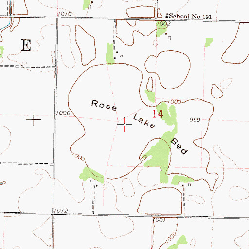 Topographic Map of Rose Lake Bed, MN