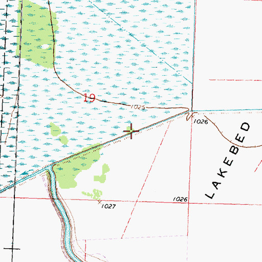 Topographic Map of Roseau Lakebed, MN