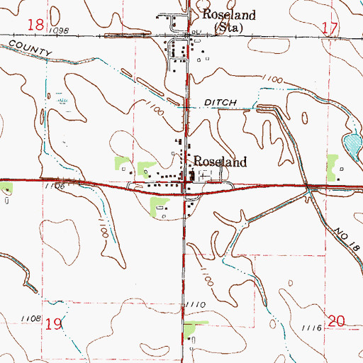 Topographic Map of Roseland, MN