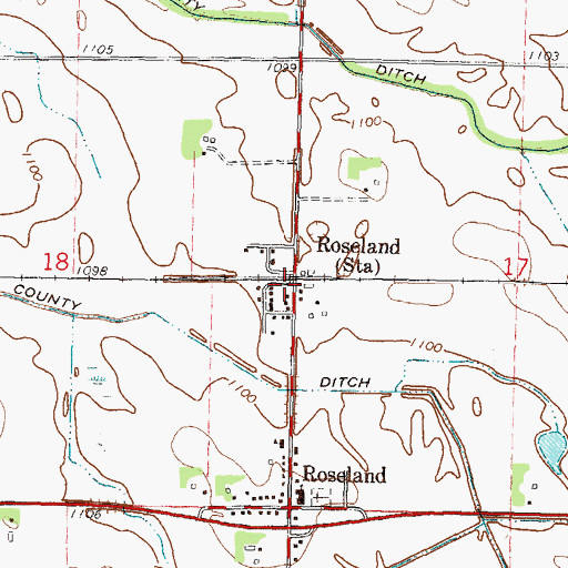 Topographic Map of Roseland, MN