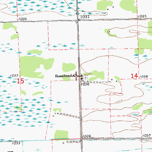 Topographic Map of Roselund Church, MN