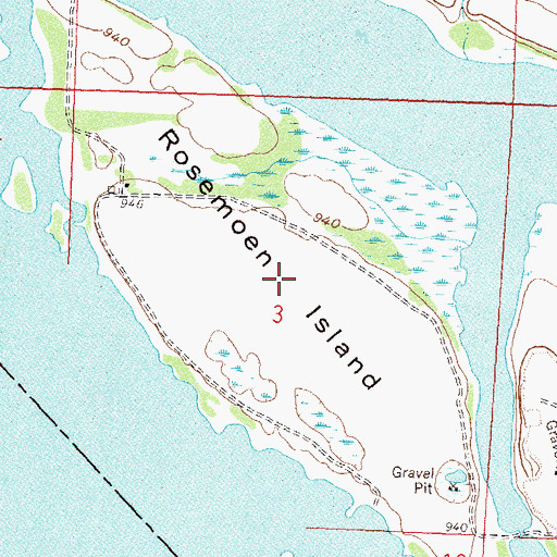 Topographic Map of Rosemoen Island, MN