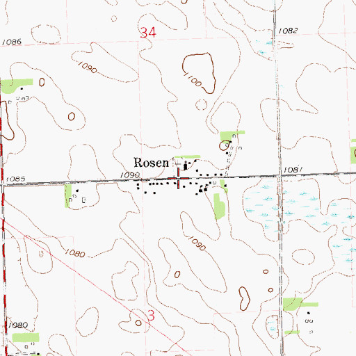 Topographic Map of Rosen, MN