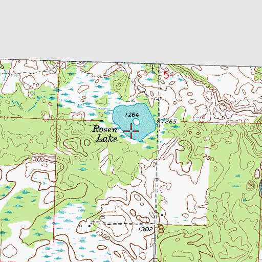 Topographic Map of Rosen Lake, MN