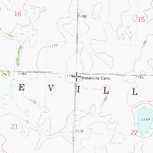 Topographic Map of Roseville Cemetery, MN