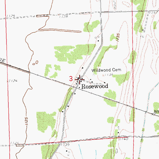 Topographic Map of Rosewood, MN