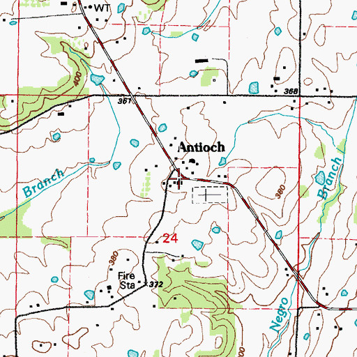 Topographic Map of Antioch Baptist Church, AR