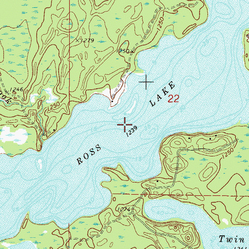 Topographic Map of Ross Lake, MN