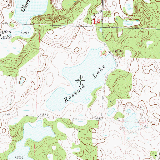 Topographic Map of Rosvold Lake, MN