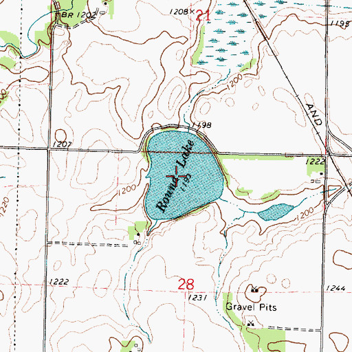 Topographic Map of Round Lake, MN