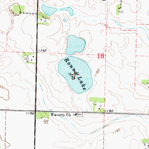 Topographic Map of Round Lake, MN
