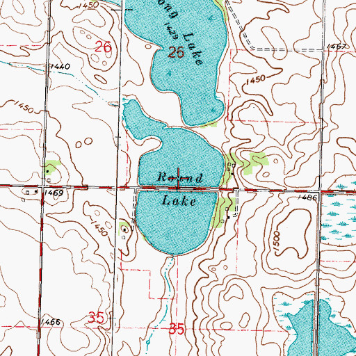 Topographic Map of Round Lake, MN