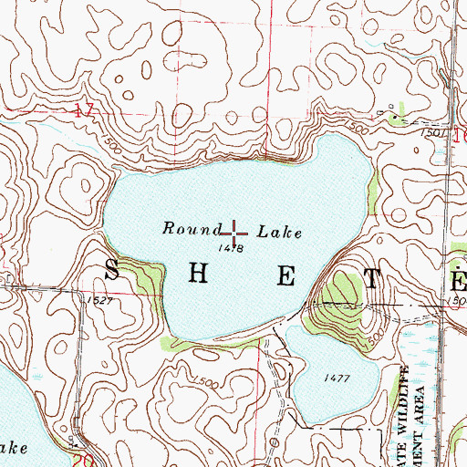 Topographic Map of Round Lake, MN