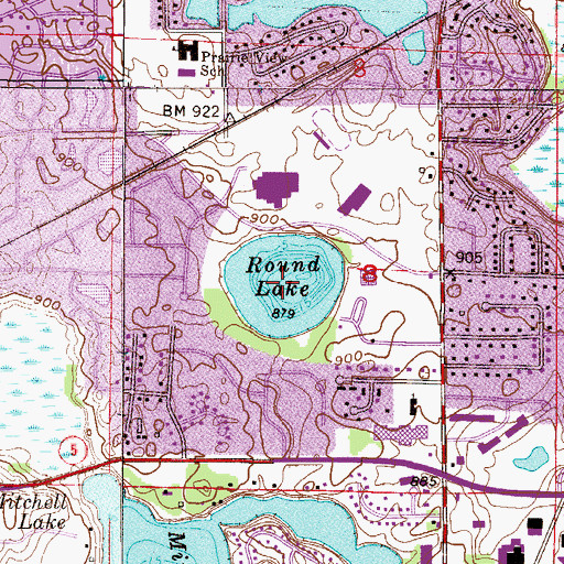 Topographic Map of Round Lake, MN