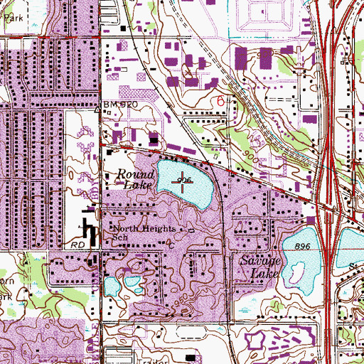 Topographic Map of Round Lake, MN