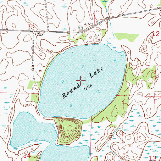 Topographic Map of Round Lake, MN