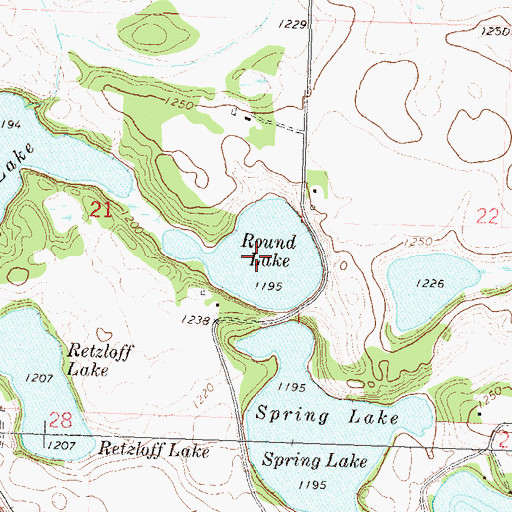 Topographic Map of Round Lake, MN