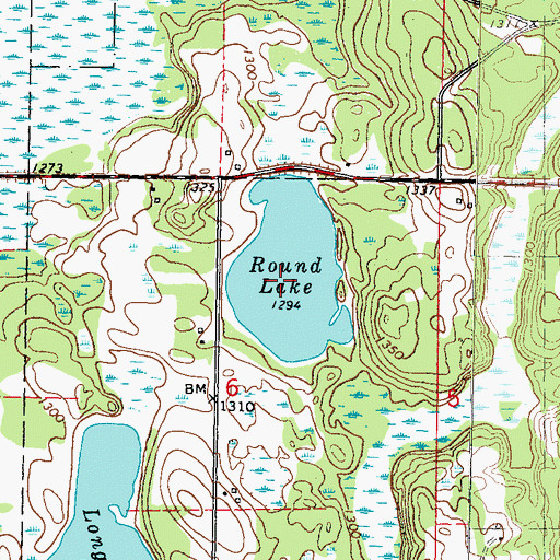 Topographic Map of Round Lake, MN