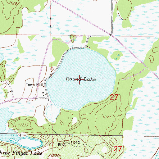 Topographic Map of Round Lake, MN