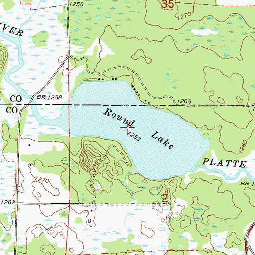 Topographic Map of Round Lake, MN