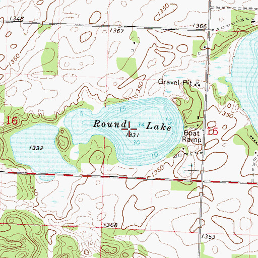 Topographic Map of Round Lake, MN
