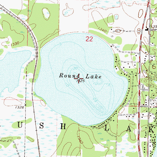 Topographic Map of Round Lake, MN