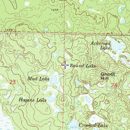 Topographic Map of Round Lake, MN