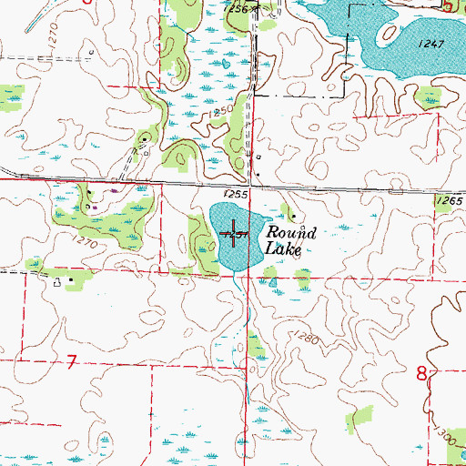 Topographic Map of Round Lake, MN