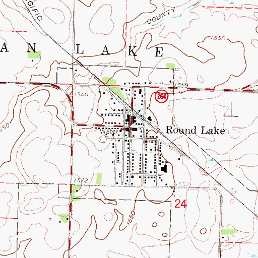 Topographic Map of Round Lake, MN