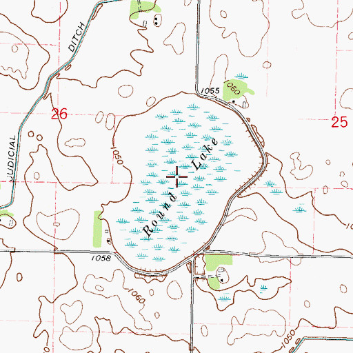 Topographic Map of Round Lake, MN