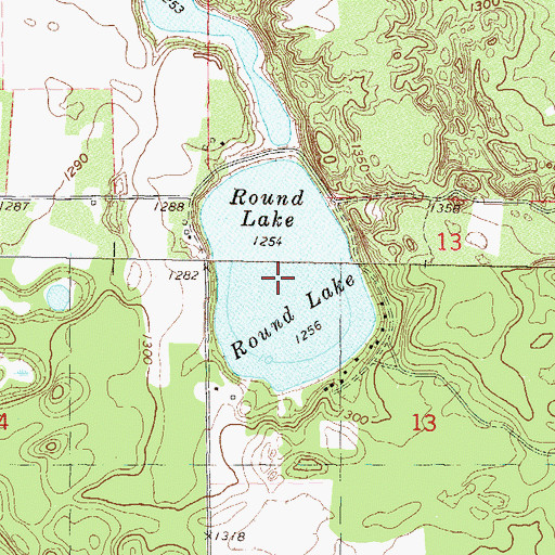 Topographic Map of Round Lake, MN