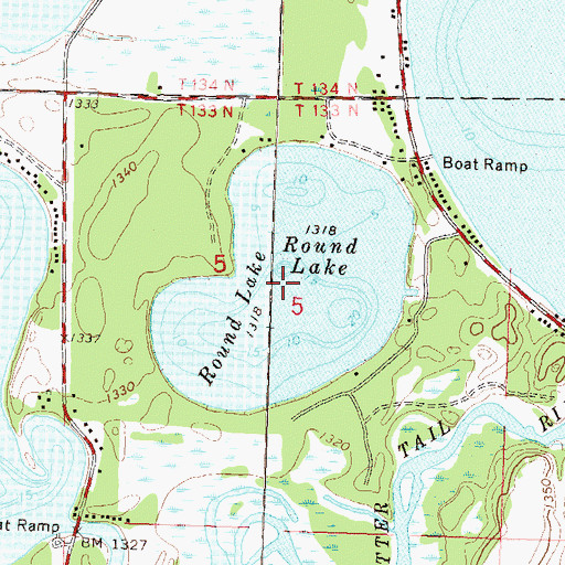 Topographic Map of Round Lake, MN