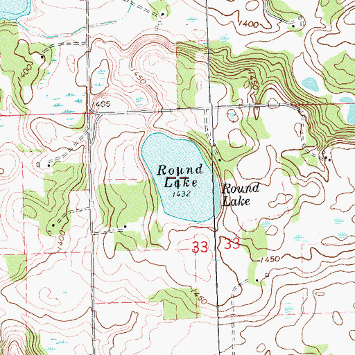 Topographic Map of Round Lake, MN