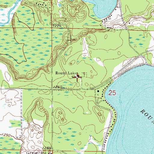 Topographic Map of Round Lake Church, MN