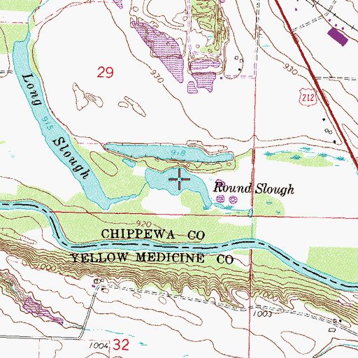 Topographic Map of Round Slough, MN