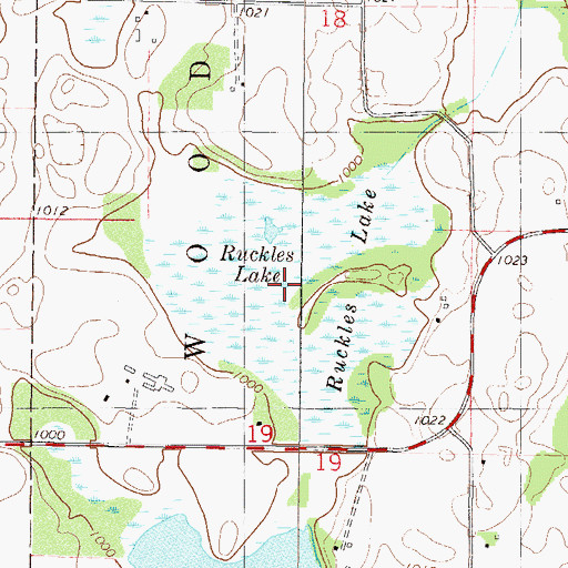 Topographic Map of Ruckles Lake, MN