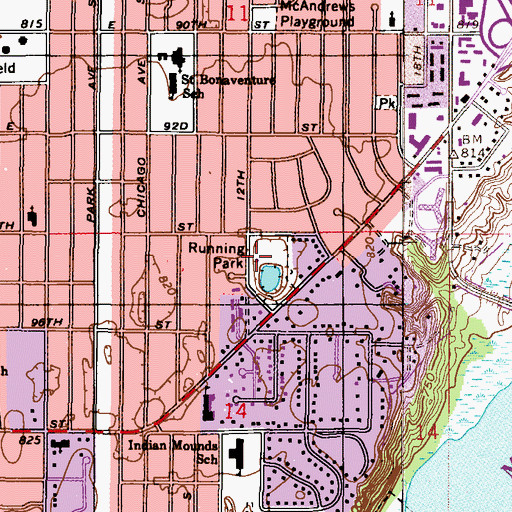 Topographic Map of Running Park, MN
