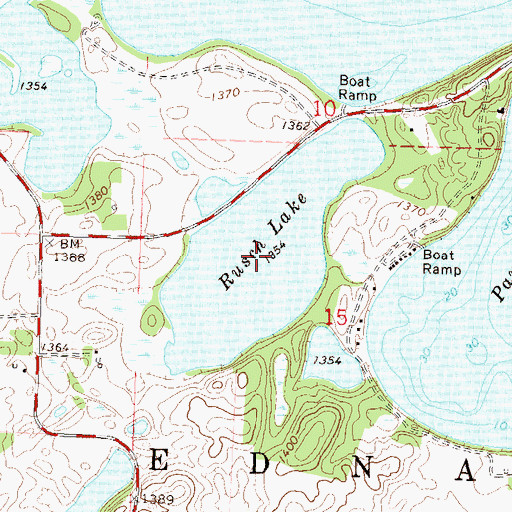 Topographic Map of Rusch Lake, MN