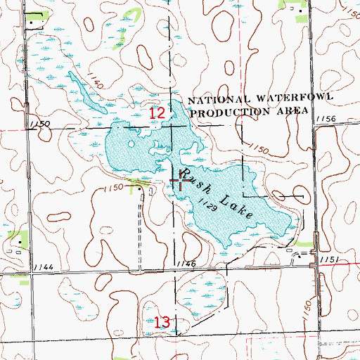 Topographic Map of Rush Lake, MN